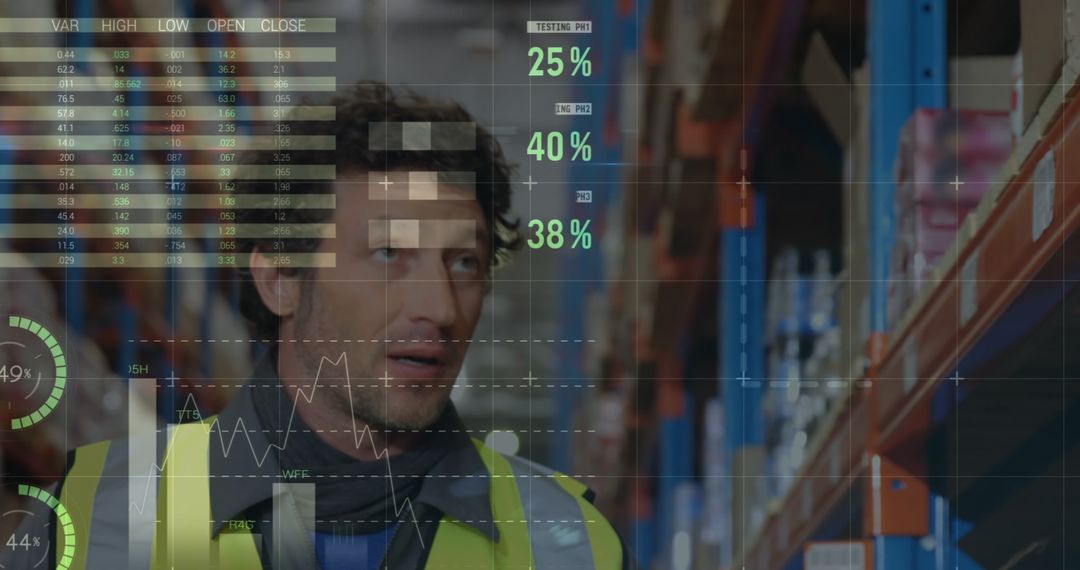 Warehouse Worker Analyzing Financial Data Stats Dynamics