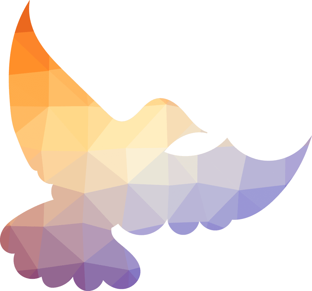Colorful Geometric Dove Silhouette with Transparent Background