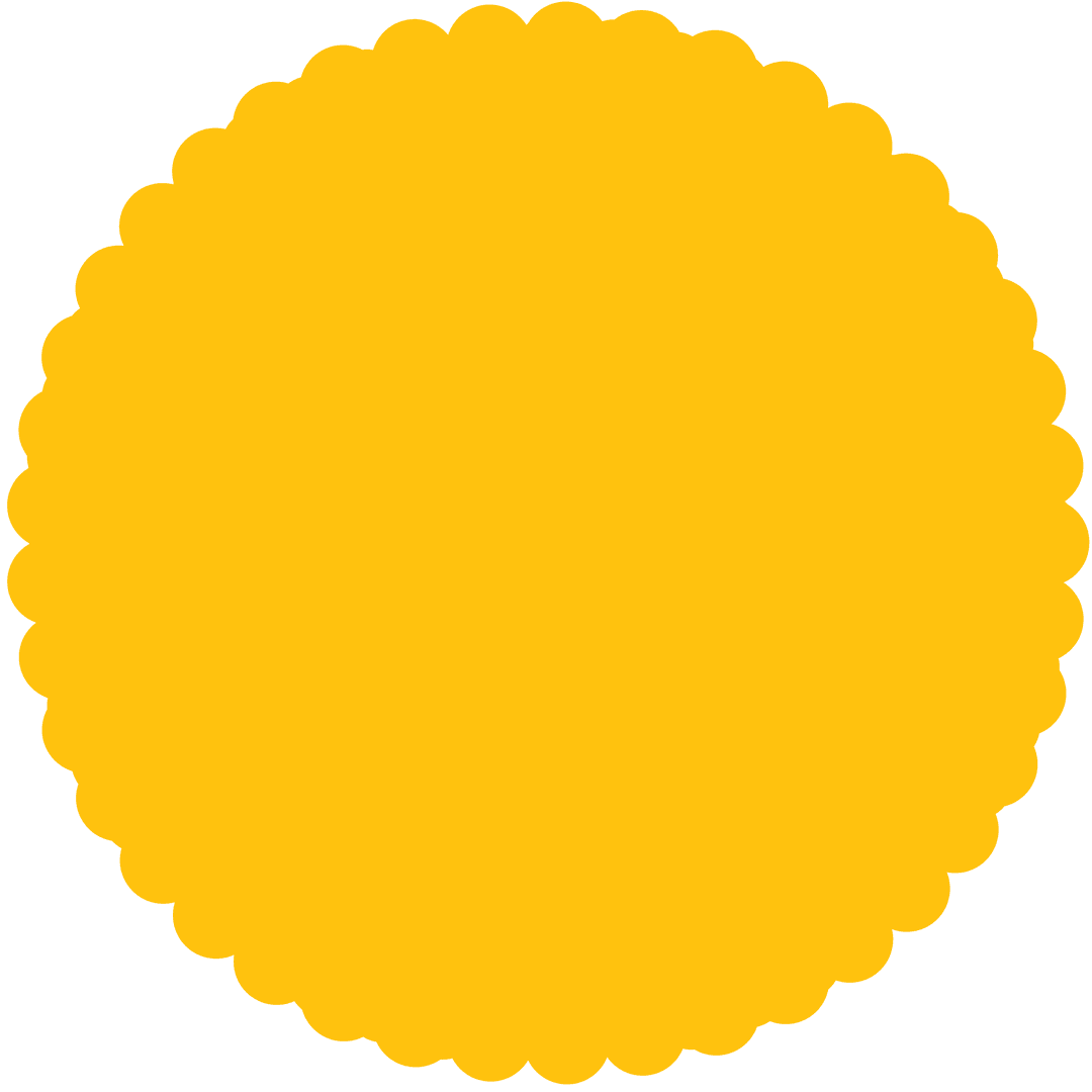 Round Yellow Shape with Scalloped Edges on Transparent Background