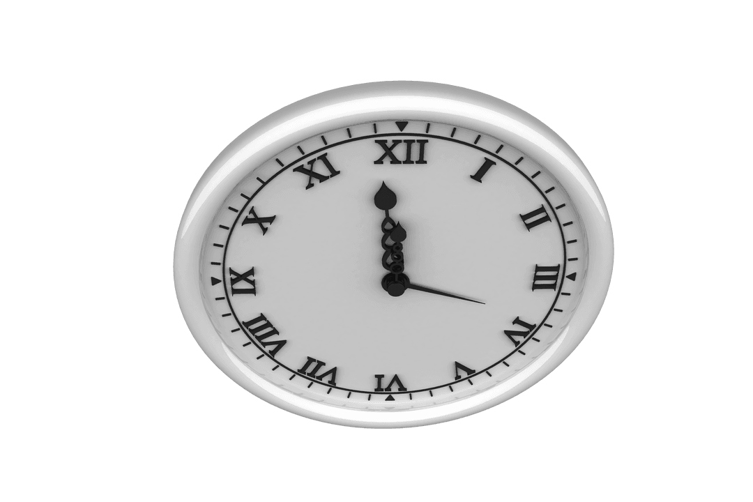 Transparent Clock Face with Roman Numerals Illustration