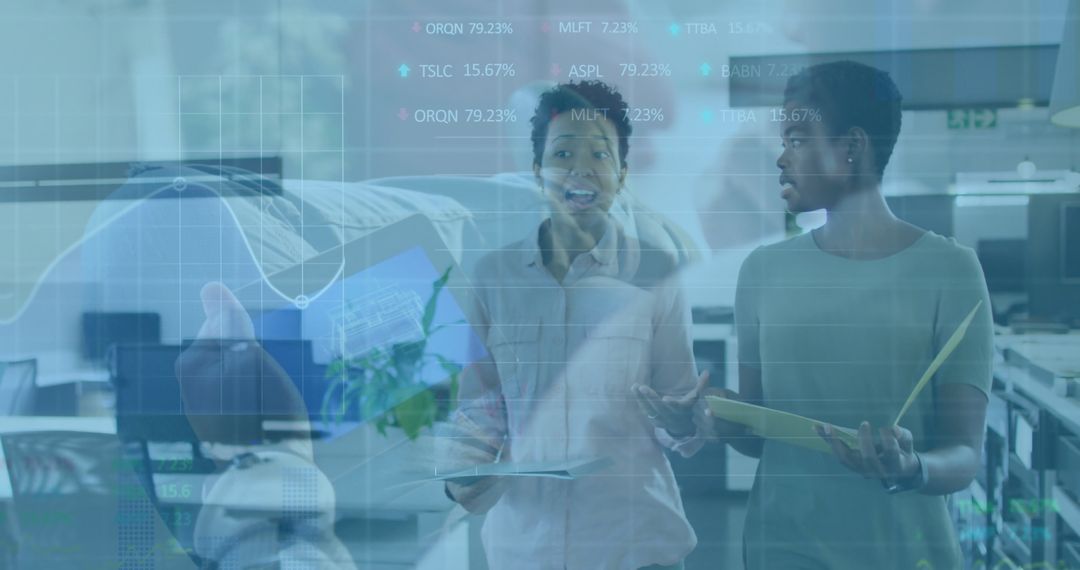 Professionals Analyzing Digital Data in Modern Office Environment