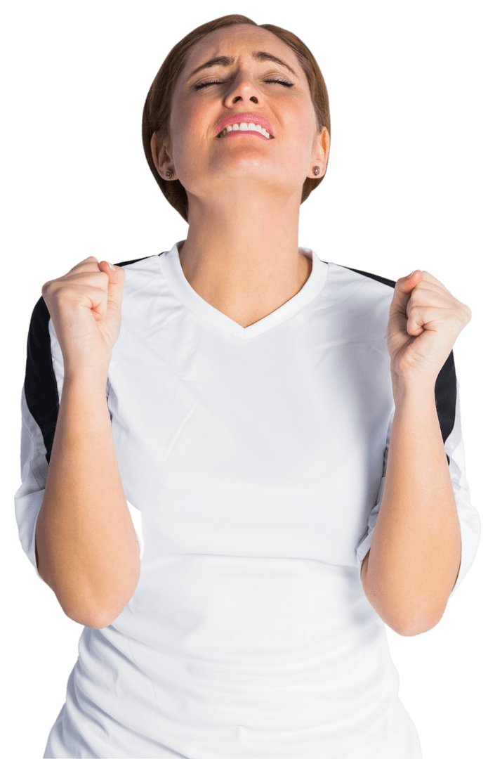 Nervous Football Fan in White Shirt Expressing Emotion Transparent PNG