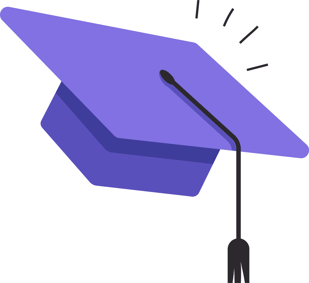Stylized Purple Graduation Cap on Transparent Background