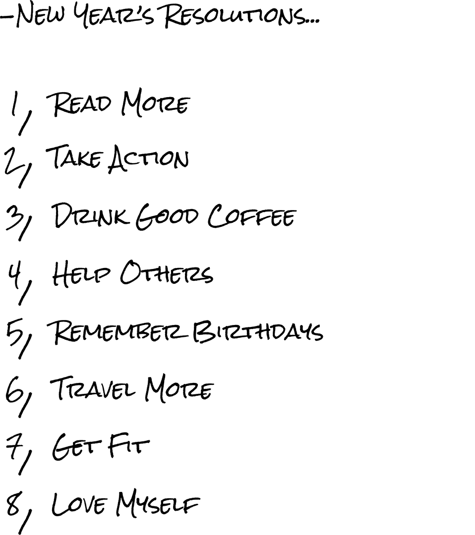 Digital New Year's Resolutions Text on Transparent Background