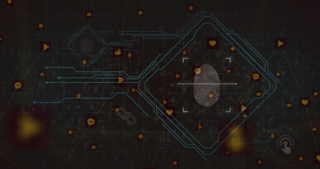 Futuristic Fingerprint Interface on Digital Network