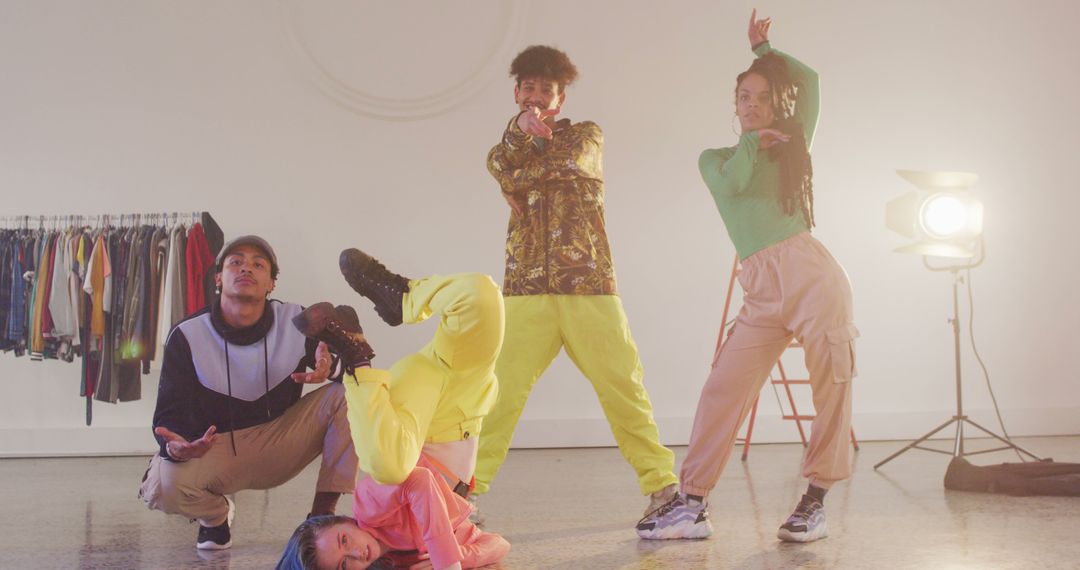 Group of Diverse Street Dancers Posing in Studio - Free Images, Stock Photos and Pictures on Pikwizard.com