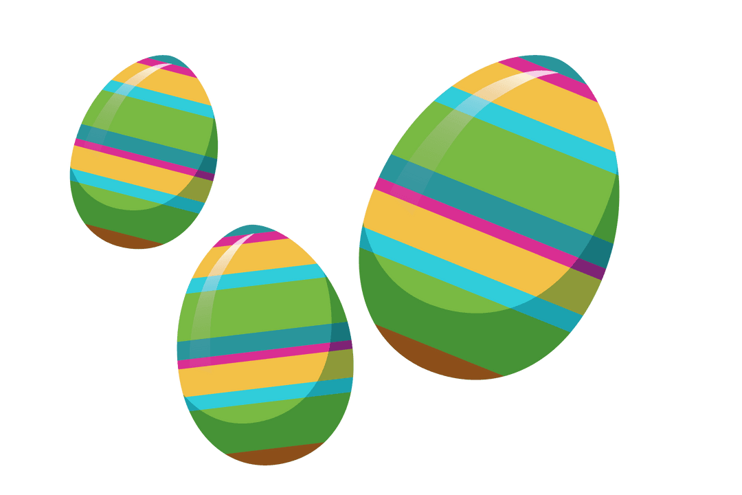 Colorful Easter Eggs Digital Illustration on Transparent Background