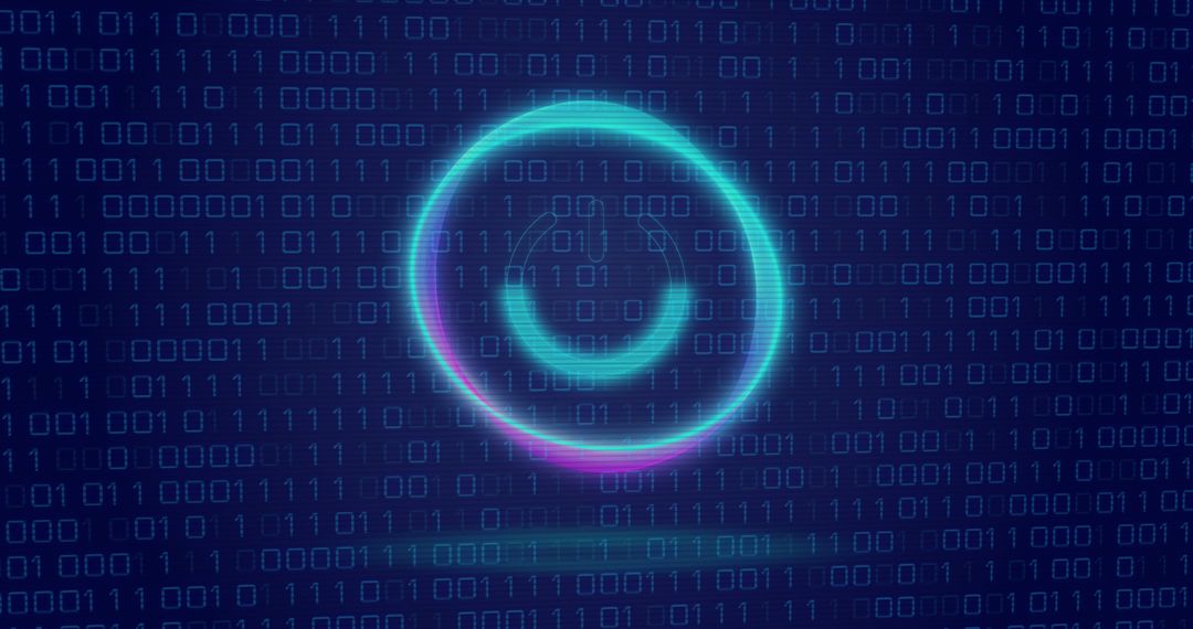 neon circle over binary code digital interface concept - Free Images, Stock Photos and Pictures on Pikwizard.com