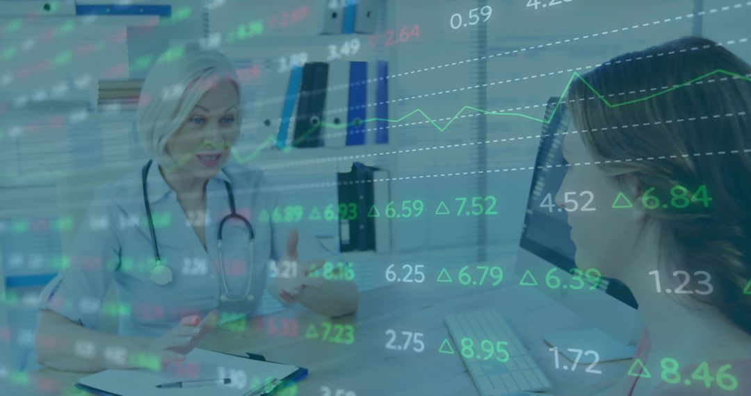 Healthcare Consultation with Digital Analytics Overlay