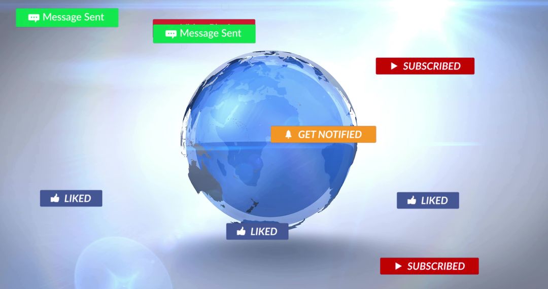 Digital Earth with Notification Pop-Ups Signifying Global Connectivity