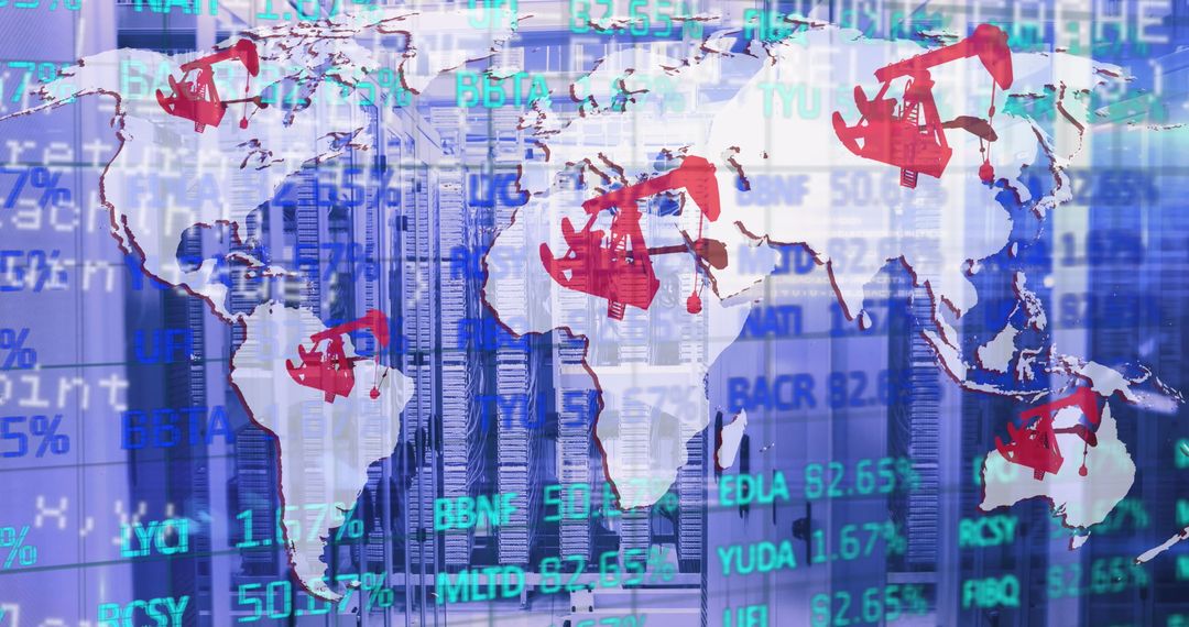 Global Oil Industry Concept with Data and Servers