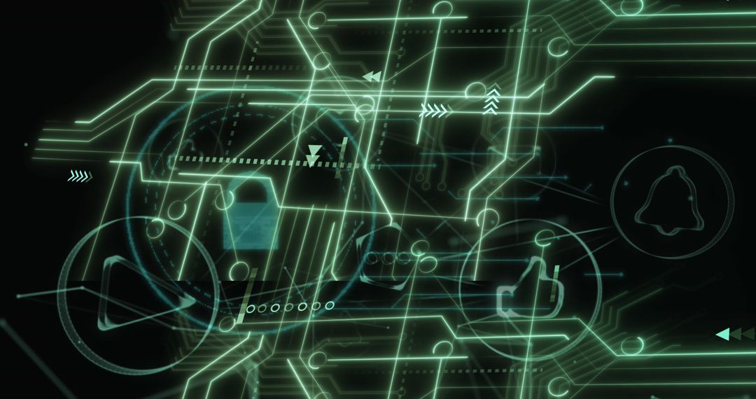 Abstract Digital Interface with Cybersecurity Icons