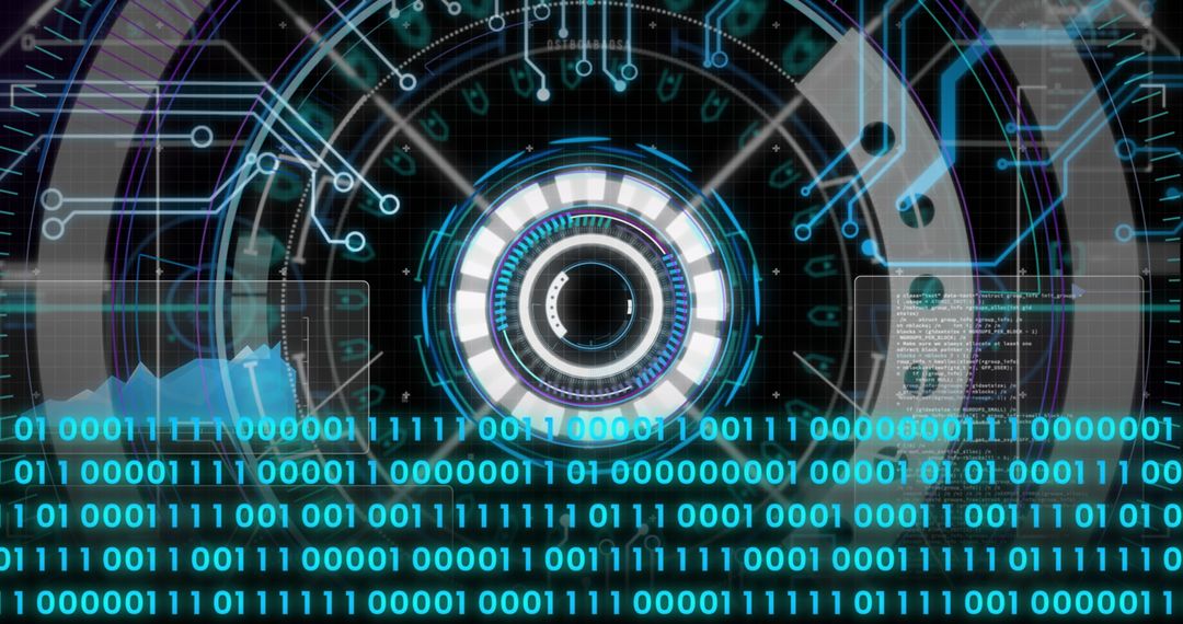 High-Tech Digital Interface with Binary Code and Circuit Board - Free Images, Stock Photos and Pictures on Pikwizard.com