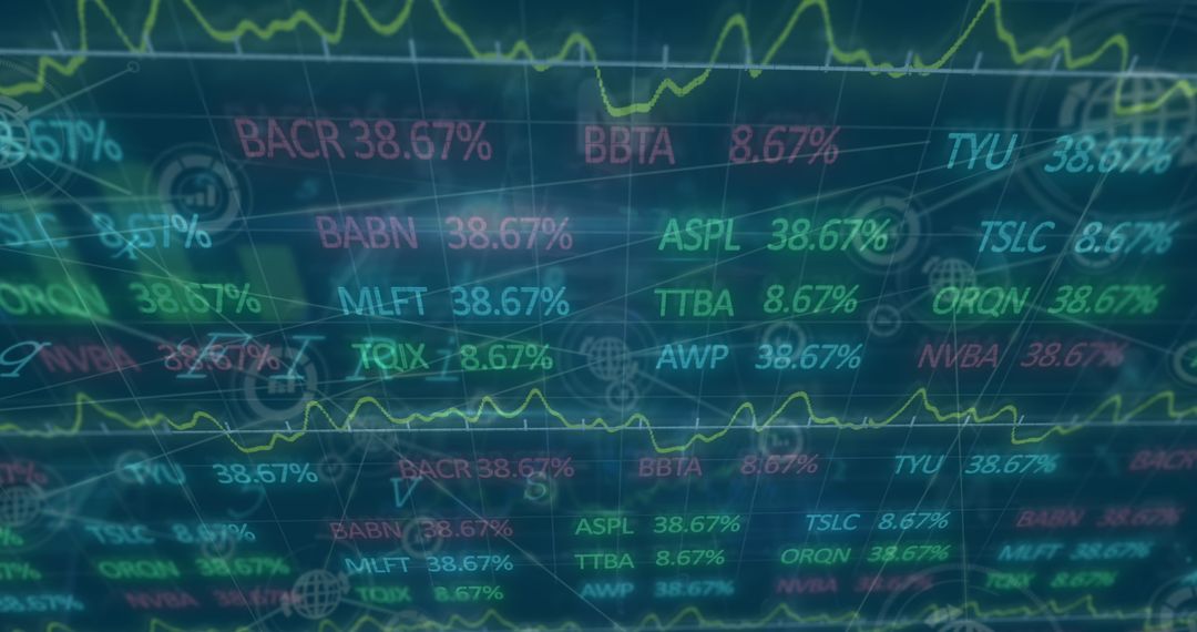 Global Financial Data on Digital Screen with Graphs