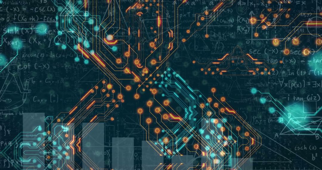 High-Tech Circuit Board and Global Data Connectivity Art