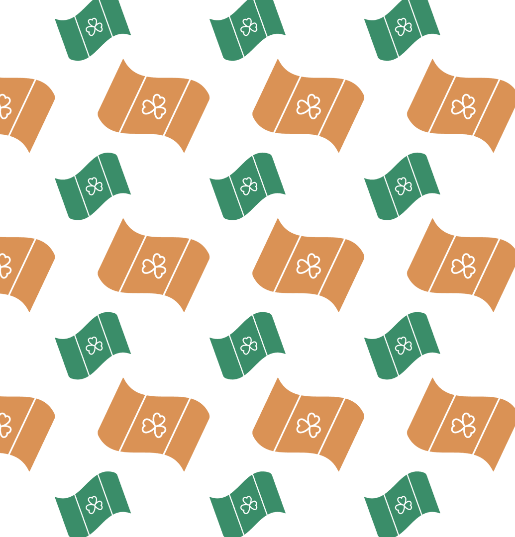 Seamless Green and Orange Flag Pattern on Transparent Background