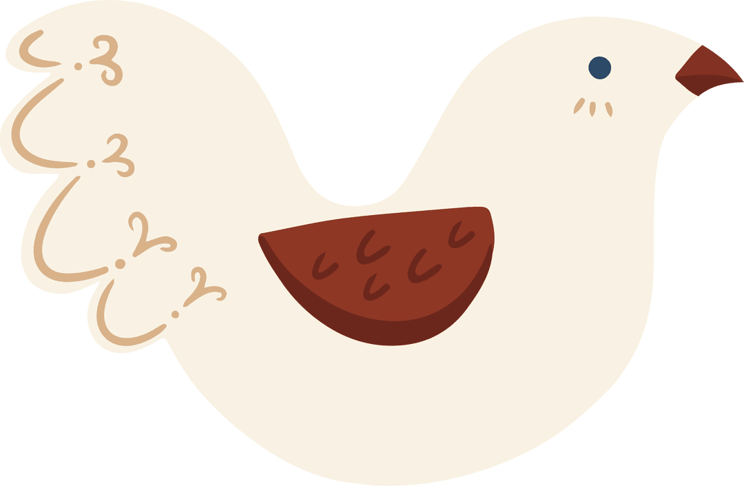 Flat Stylized Cream Bird on Transparent Background