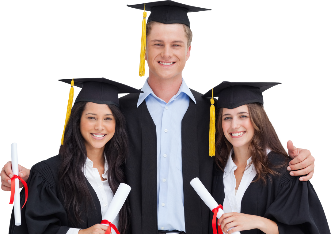 Happy College Graduates Celebrating Success with Diplomas - Download Free Stock Images Pikwizard.com