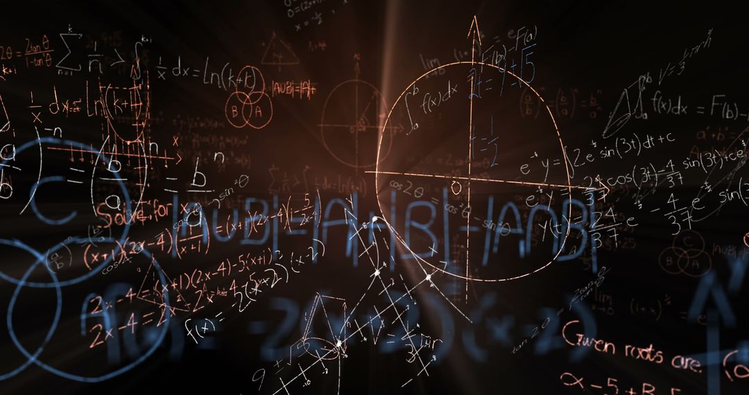 Mathematical Equations on Dark Background for Education Concepts