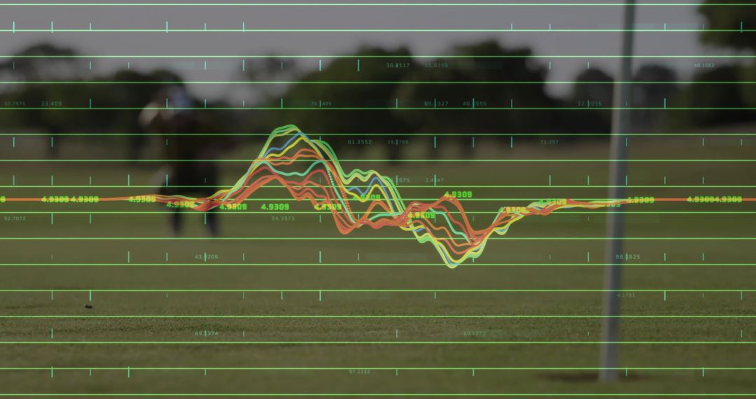 Bowling on Grass Field with Data Visualization and Analytics Overlay