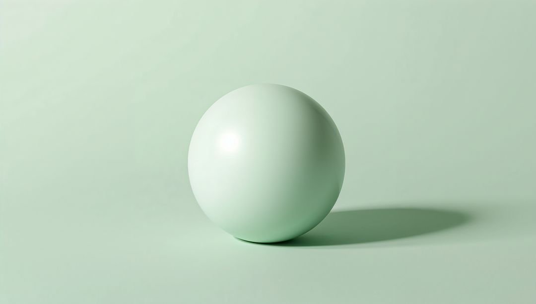 Mint Green Sphere in Minimalism Style with Soft Shadows