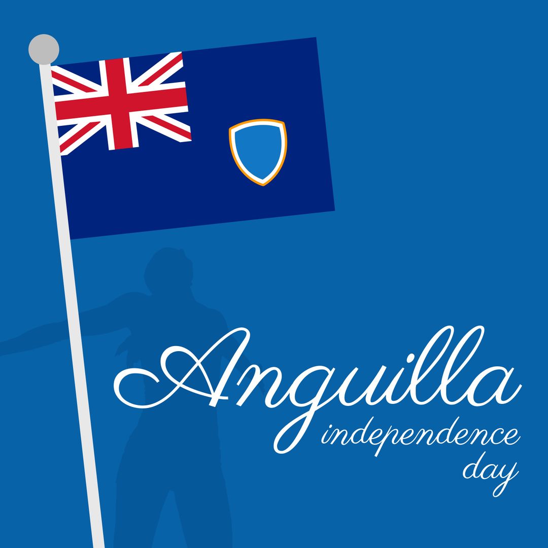 Anguilla Independence Day Banner with Flag and Woman Silhouette - Download Free Stock Templates Pikwizard.com