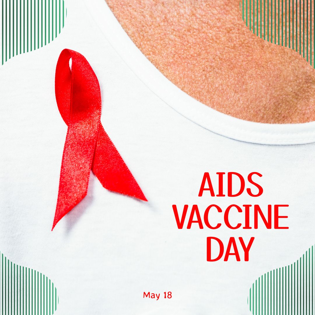 AIDS Vaccine Day Awareness with Red Ribbon on T-Shirt