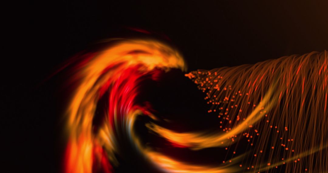 Dynamic Motion of Glowing Orange Light Trails