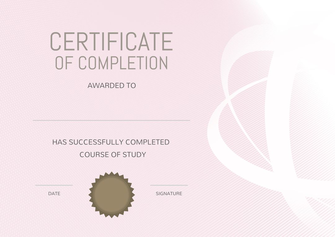 Elegant Pink Certificate of Completion Design Template - Download Free Stock Templates Pikwizard.com