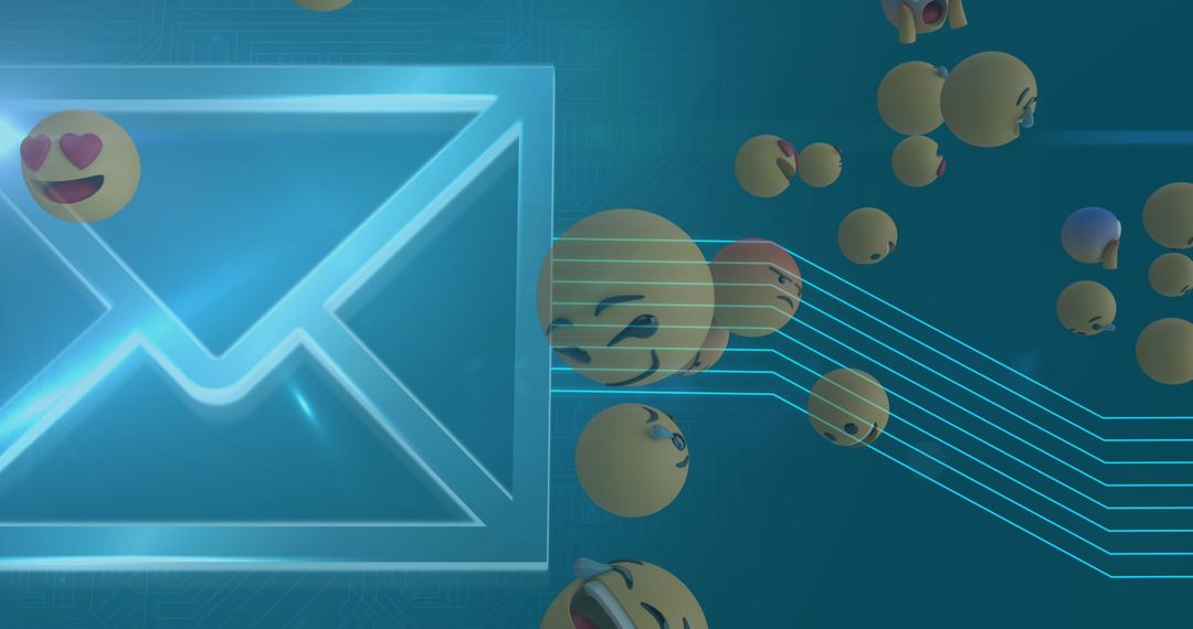 Digital Envelope with Emojis Represents Online Messaging