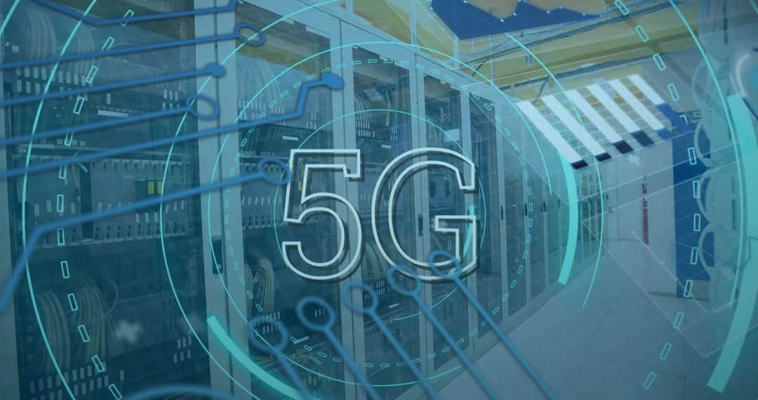 5G Technology Over Modern Server Room Digital Interface