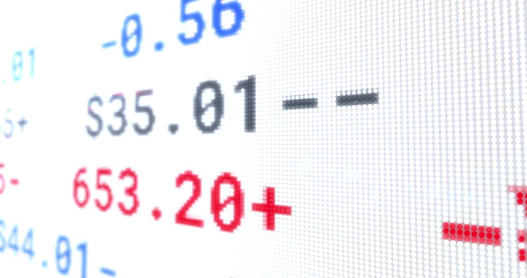 Dynamic Stock Market Display with Changing Numbers