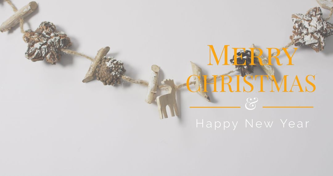 Festive Christmas and New Year Greeting with Rustic Garland