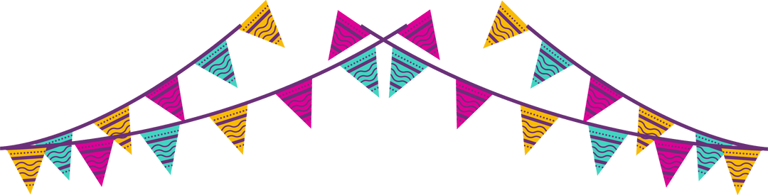 Colorful Festive Bunting Garland on Transparent Background