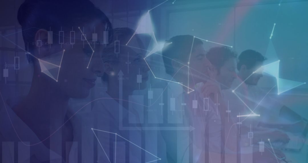 Team Analyzing Data with Technology and Financial Graphics