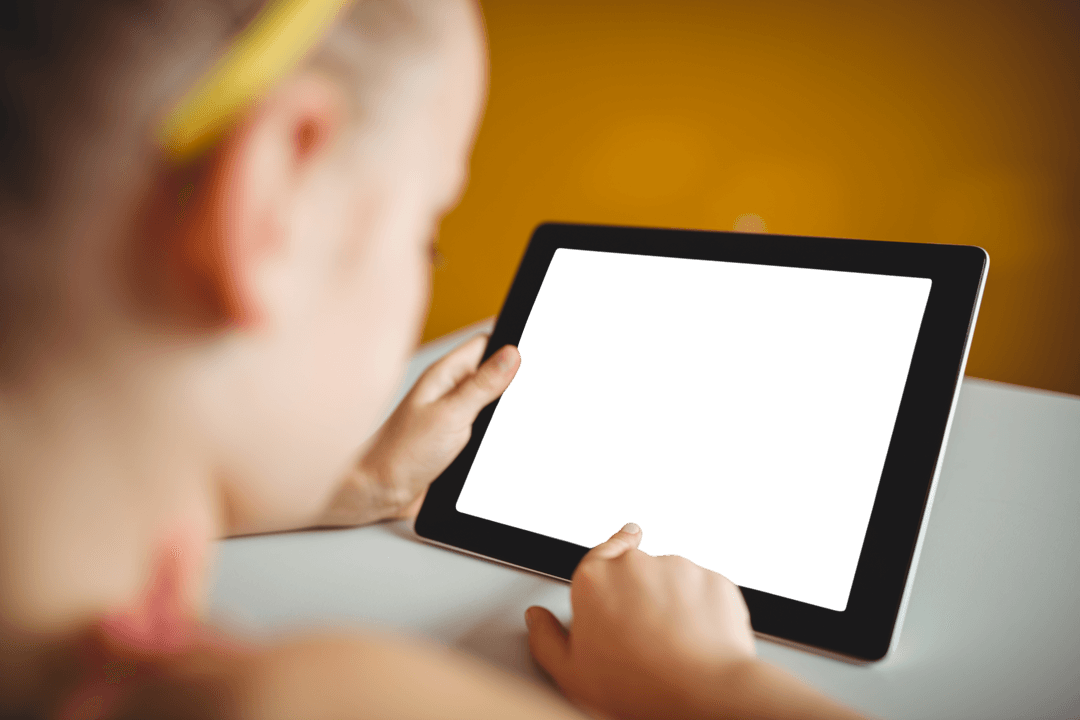 Transparent Tablet Technology with Young Girl Engaged