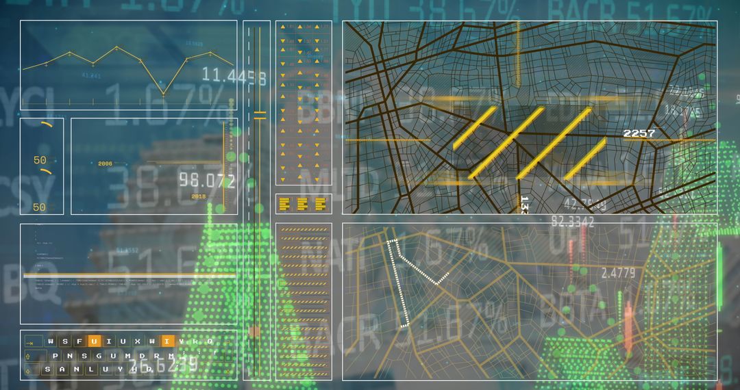 Futuristic Virtual Control Room Display with Data Analytics Interfaces