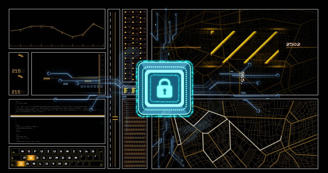 Digital Data Security Interface with Lock Icon