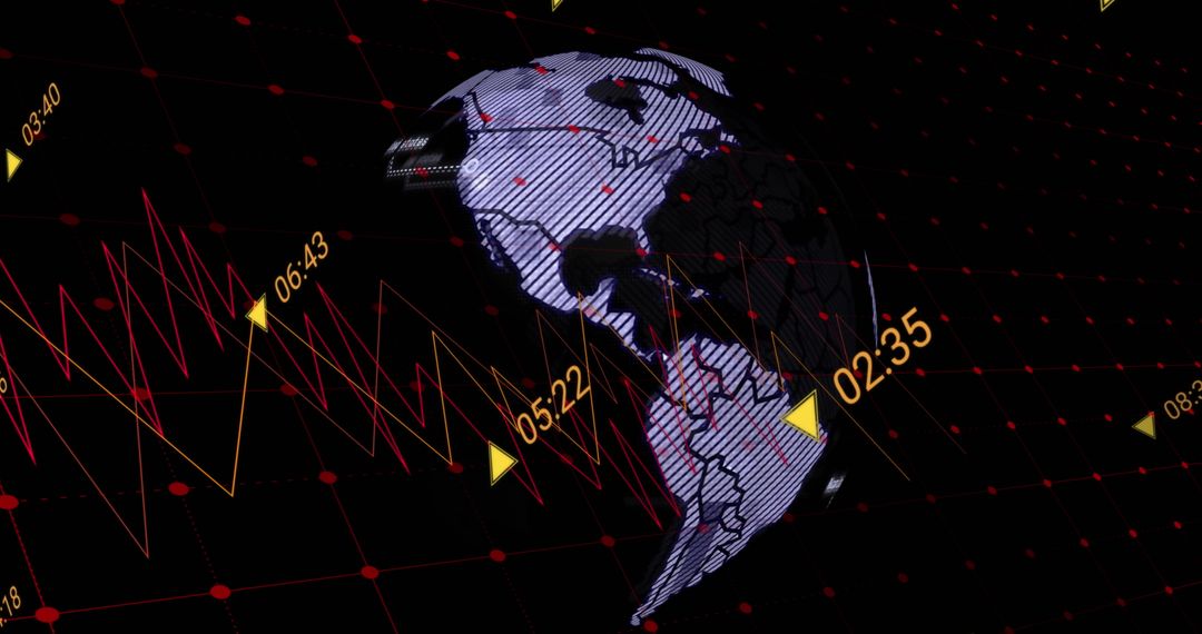 Futuristic 3D Globe with Dynamic Digital Data Visualization