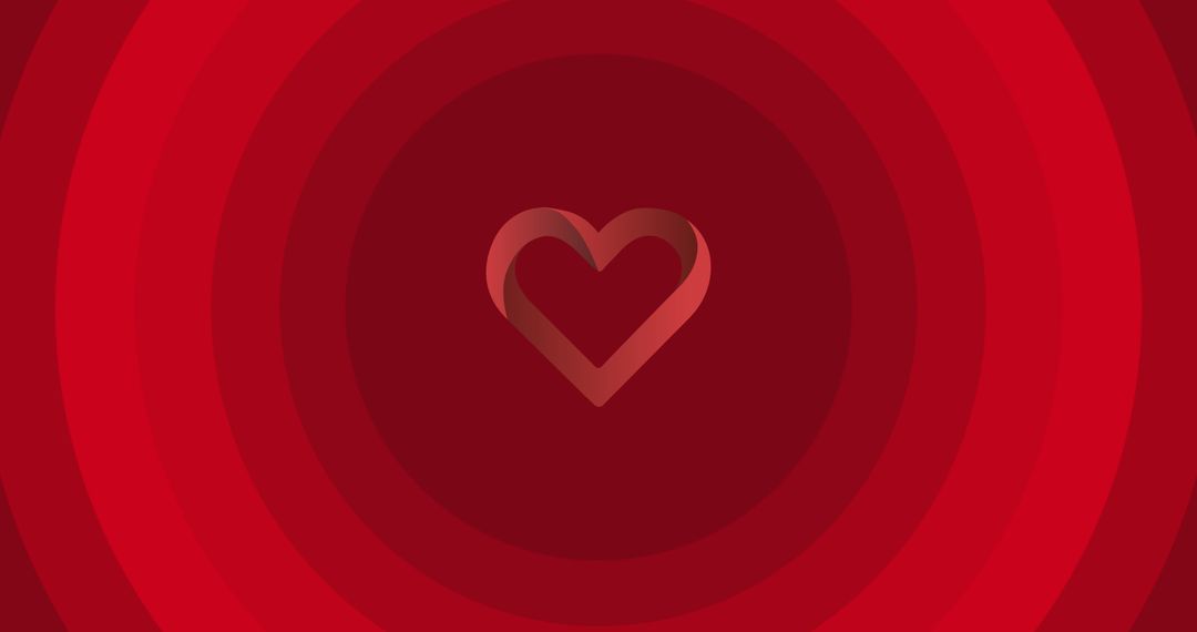 Digital Heart on Red Background with Circle Patterns