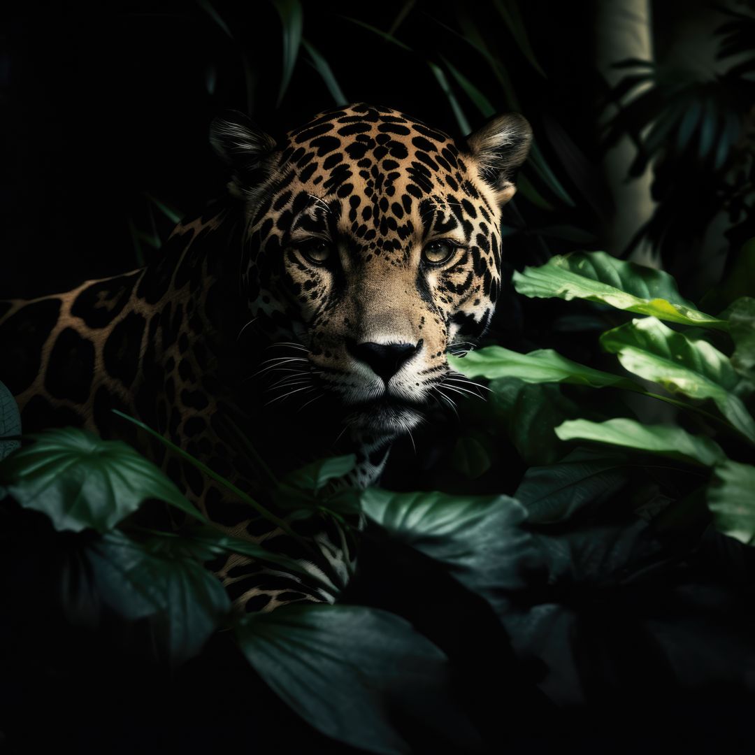Portrait of jaguar in tropical jungle leaves and plants, created using generative ai technology - Free Images, Stock Photos and Pictures on Pikwizard.com
