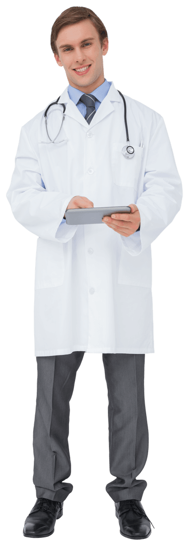 Transparent Healthcare Professional Using Tablet Technology