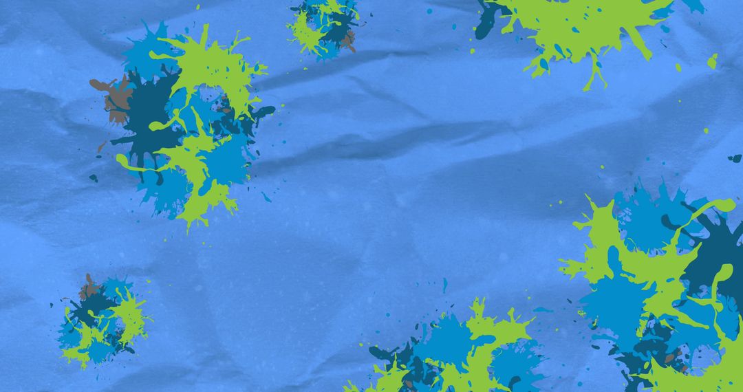 Vibrant Paint Splashes on Blue Crumpled Background - Free Images, Stock Photos and Pictures on Pikwizard.com