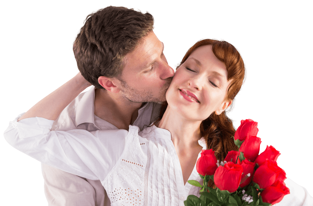 Romantic Couple Gift of Roses with Transparent Background