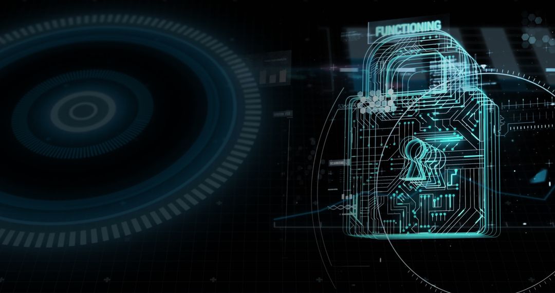 Cybersecurity Concept Featuring Digital Padlock