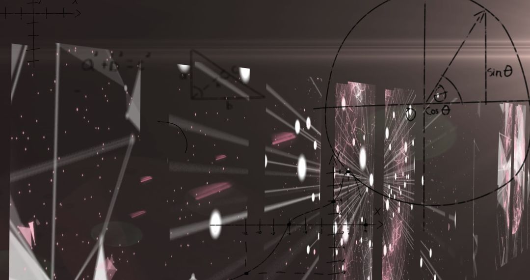 Light Trails Over Mathematical Equations on Dark Background
