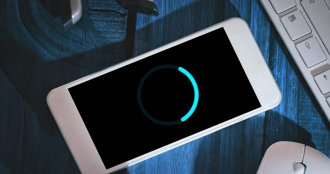 Smartphone Loading Screen in Modern Office