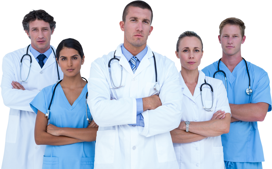 Transparent Group of Serious Doctors and Nurses Standing with Arms Crossed - Download Free Stock Images Pikwizard.com