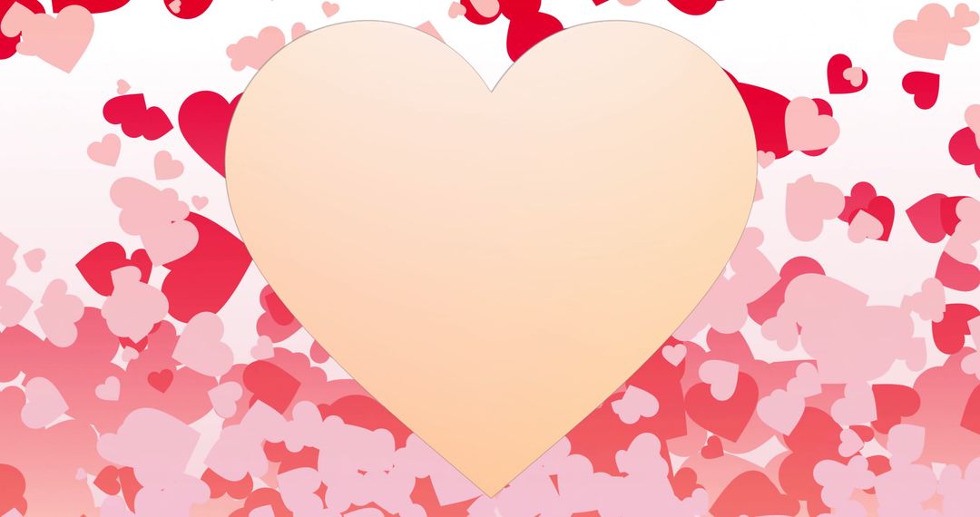 Large Orange Heart with Pink and Red Hearts Background Design