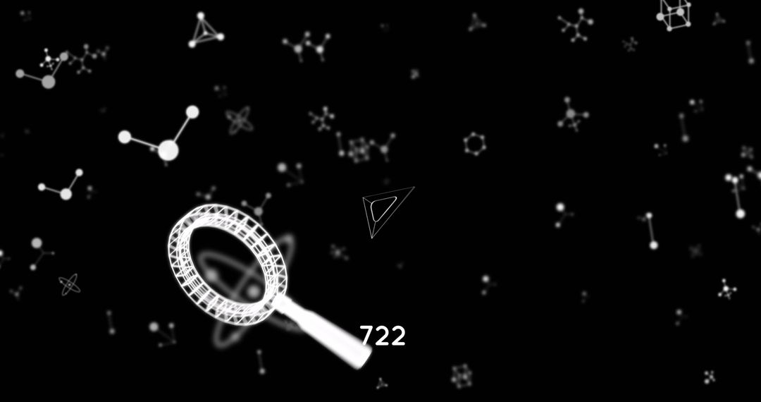 Digital Molecules Interaction Black Background Technology Concept